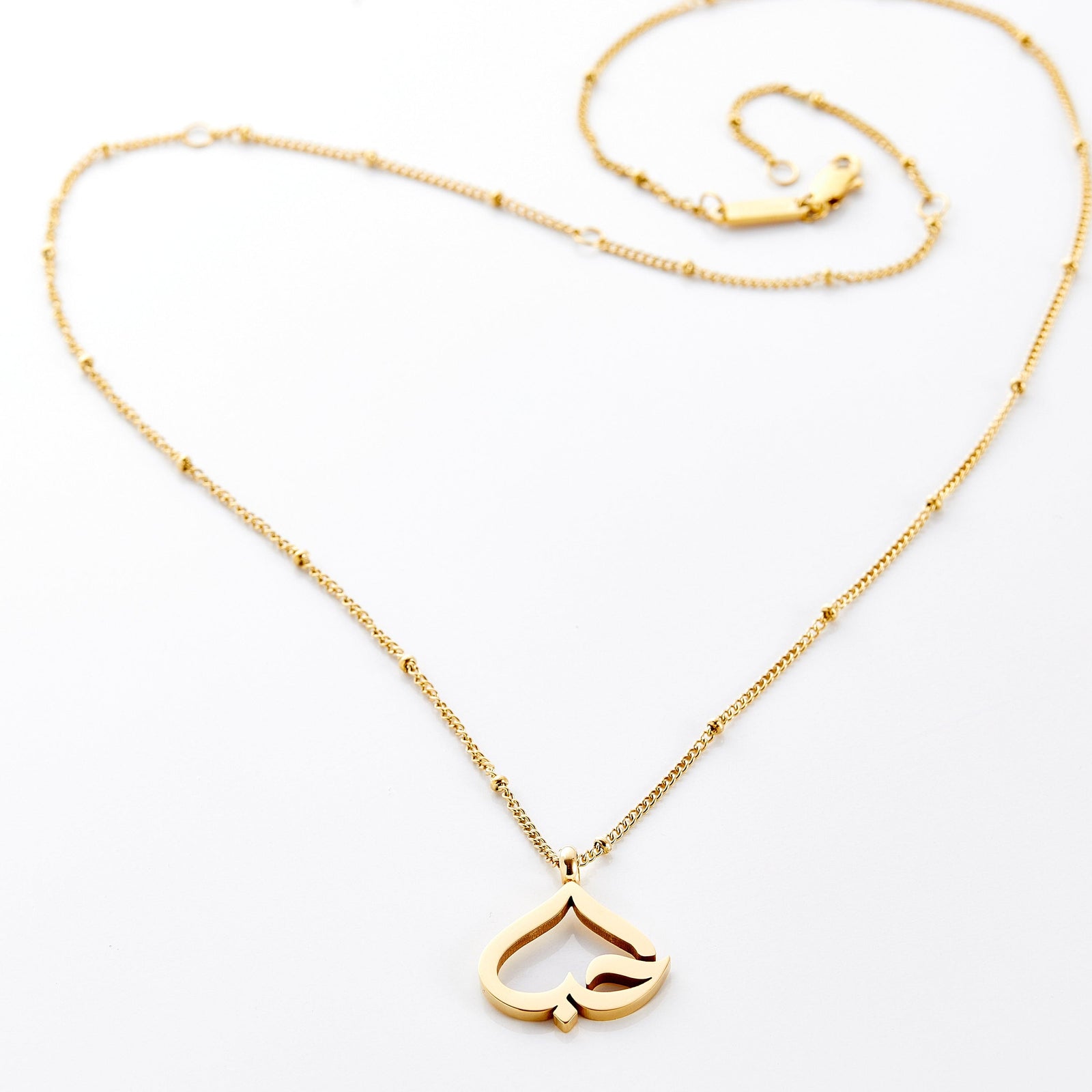 “Love” heart calligraphy necklace