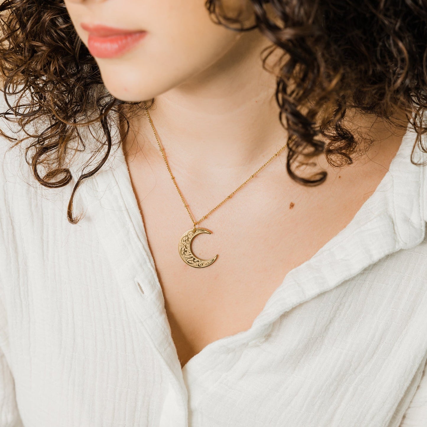 "With Hardship Comes Ease" Crescent necklace